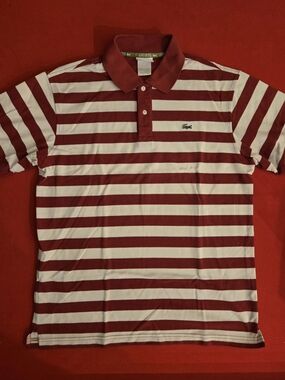 Izod Lacoste  and Maroon And White Striped Polo Shirt